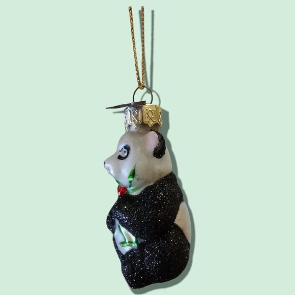 Black White Panda Bear Ornament Hand Blown Glass Thomas Pacconi Classics 2002 - Picture 6 of 10